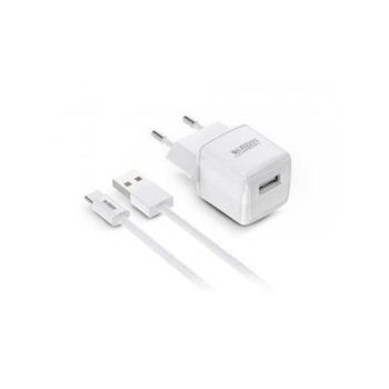   Hálózati töltő, 1xUSB-A, 12W, USB-A–USB-C kábel, URBAN FACTORY