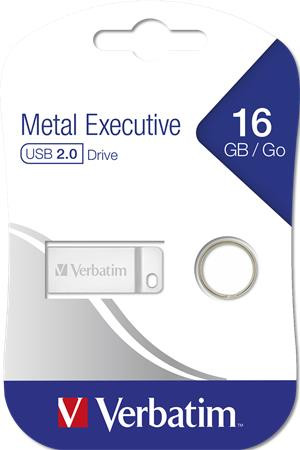 Pendrive, 16GB, USB 2.0, VERBATIM "Executive Metal", ezüst