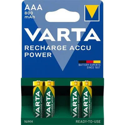 Tölthető elem, AAA mikro, 4x800 mAh, előtöltött, VARTA "Power" 4 db