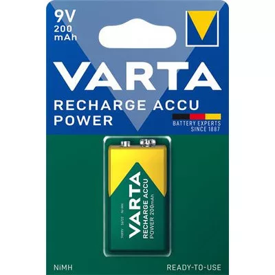 Tölthető elem, 9V, 1x200 mAh, előtöltött, VARTA "Power" 1 db