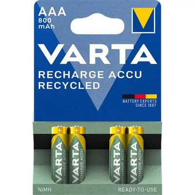 Tölthető elem, AAA mikro, újrahasznosított, 4x800 mAh, VARTA 4 db