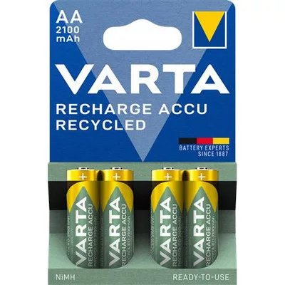 Tölthető elem, AA, ceruza, újrahasznosított, 4x2100 mAh, VARTA 4 db