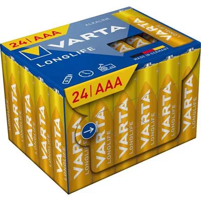 Elem, AAA mikro, 24 db, műanyagmentes, VARTA "Longlife"