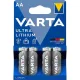 Elem, AA ceruza, 4 db, lítium, VARTA "Ultra Lithium"