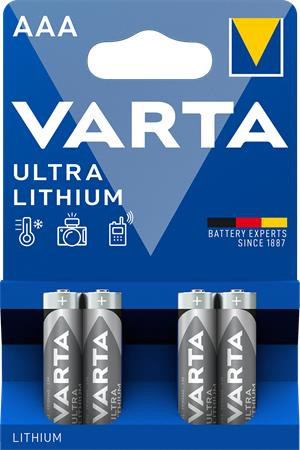 Elem, AAA mikro, 4 db, lítium, VARTA "Ultra Lithium"