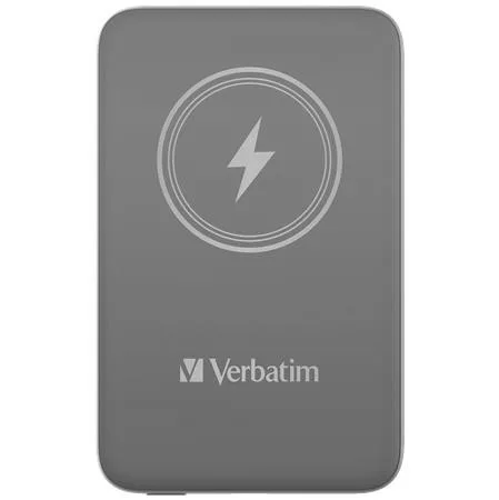 Hordozható akkumulátor, vezeték nélküli töltés, 10000 mAh, VERBATIM "MCP-10, szürke