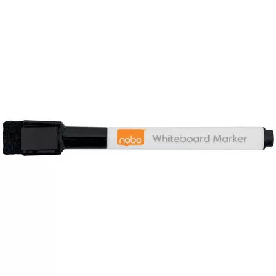 Táblamarker, kúpos hegyű, 2 mm, mágneses kupakkal, NOBO, fekete