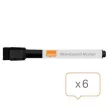 Táblamarker, kúpos hegyű, 2 mm, mágneses kupakkal, NOBO, fekete 6 db