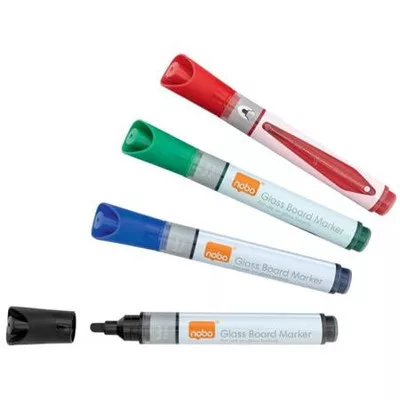 Üvegtábla marker, NOBO, 4 különböző szín 4 db