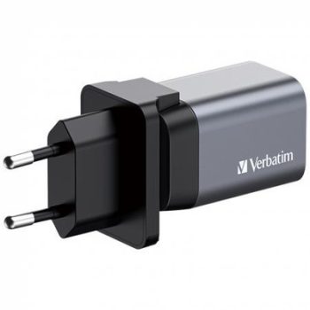  Hálózati töltő, 1xUSB-C PD (35W), USB-A QC 3.0, EU/UK/US, GaN, VERBATIM