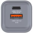 Hálózati töltő, 1xUSB-C PD (35W), USB-A QC 3.0, EU/UK/US, GaN, VERBATIM
