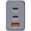 Hálózati töltő, 2xUSB-C PD (65W), USB-A QC 3.0, EU/UK/US, GaN, VERBATIM