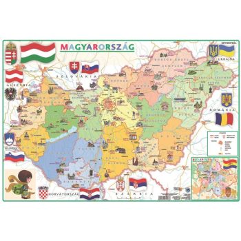   Könyökalátét, kétoldalas, A3, STIEFEL "Gyerek Mo. közigazgatása /Mo. domborzata"