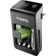 Elemtöltő, AA/AAA/9V, 4xAA 2100 mAh, LCD kijelző, VARTA "Plug" 1 készlet