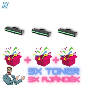   HP -hez W1106X  (Nr.106X) fekete  ►3DB◄ UTÁNGYÁRTOTT tonerkazetta + ►3DB meglepetés◄   (3X≈2000 oldal) W1106A