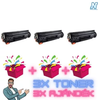   HP -hez, CE278A / CANON-hoz CRG-728  ►3DB◄ UTÁNGYÁRTOTT tonerkazetta + ►3DB meglepetés◄    (3X~2100 oldalas)