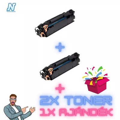 2+1DB-os PAKK, HP -hez, ►2DB CE285A / Canon-hoz CRG-725 / CRG-712 (CB435A, CB436A) UTÁNGYÁRTOTT tonerkazetta◄ +1 MEGLEPETÉS   (2x~2000 oldalas)