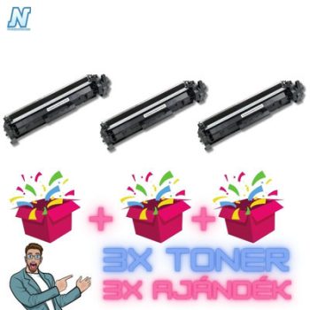   HP CF217X  ►CHIPes◄ ►3DB◄ UTÁNGYÁRTOTT tonerkazetta + ►3DB meglepetés◄   (3x4000 oldalas, CF217A)