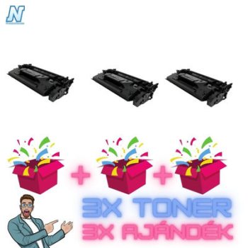   HP -hez 3db CF226X (Nr. 26X)  ►3DB◄ UTÁNGYÁRTOTT tonerkazetta + ►3DB meglepetés◄   (3x9000 oldal)
