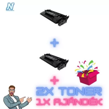   HP -hez  CF-226X FEKETE / BLACK ►2DB◄ UTÁNGYÁRTOTT tonerkazetta + ►meglepetés◄ (2x9000 oldalas)