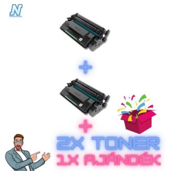   HP -hez CF259X (59X)  fekete ►2DB◄ CHIP NÉLKÜLI UTÁNGYÁRTOTT tonerkazetta + ►meglepetés◄ (2X~10000 oldal)   (CRG057H)