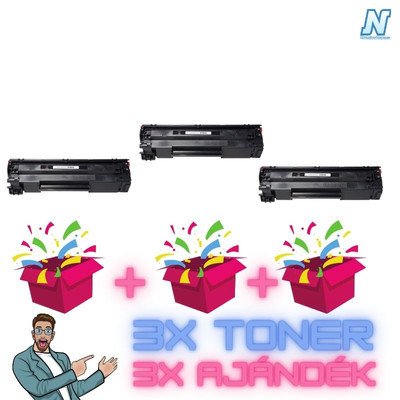 HP -hez  CF283A  ►3DB◄ UTÁNGYÁRTOTT tonerkazetta + ►3DB meglepetés◄  (3x~1500 oldalas)