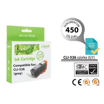   Canon -hoz, CLI-526 GY (szürke) utángyártott TINTAPATRON / INK CARTRIDGE !CHIPES! ~450 oldalas (cli526gy)