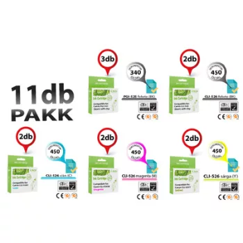   Canon -hoz ►11db-os◄ PGI525/CLI526 CHIPES utángyártott TINTAPATRON / INK CARTRIDGE irodaPAKK ~4620 oldalas