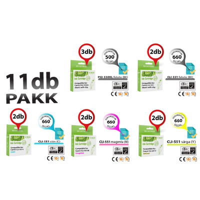 Canon -hoz ►11db-os◄  PGI-550/CLI-551XL CHIPES utángyártott TINTAPATRON / INK CARTRIDGE PAKK (~6780 oldal)