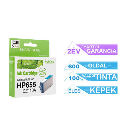 HP -hez   Nr.655 (CZ110A) utángyártott cián TINTAPATRON / INK CARTRIDGE, ~600 oldal