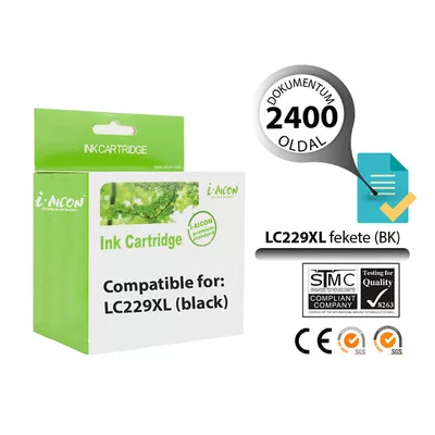 Brother -höz, LC229XL Bk (fekete) utángyártott TINTAPATRON / INK CARTRIDGE (kifutó, csak a készlet erejéig érhető el) ≈2400oldal