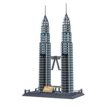   Petronas tornyok Kuala Lumpur építőjáték – Malajzia | 1175 db építőkocka - 49cm magas, 27,2 cm széles