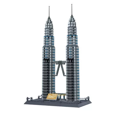 Petronas tornyok Kuala Lumpur építőjáték – Malajzia | 1175 db építőkocka - 49cm magas, 27,2 cm széles