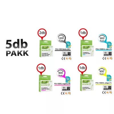 Canon -hoz 5db-os ™ PGI-1500XL CHIPES utángyártott TINTAPATRON / INK CARTRIDGE PAKK (~5100 oldal)