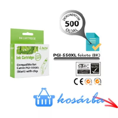 Canon -hoz, PGI-550XL fekete utángyártott chipes TINTAPATRON / INK CARTRIDGE (~500 oldalas) pgi550xl
