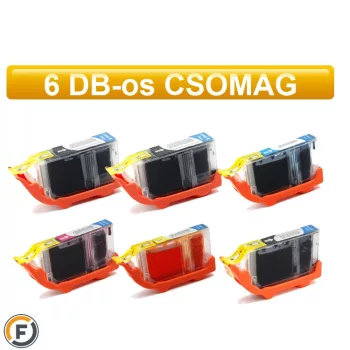   Canon nyomtatóhoz PGI5 - CLI8 chipes utángyártott tintapatron csomag, 6 darabos (pgi-5, cli-8)