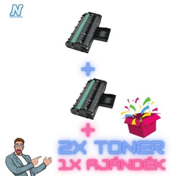   Ricoh -hoz SP201 (201HE) ►2DB◄ UTÁNGYÁRTOTT tonerkazetta + ►meglepetés◄  (2x2600 oldalas)