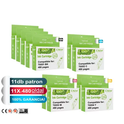 Epson -hoz 11db-os T055x utángyártott TINTAPATRON / INK CARTRIDGE irodapakk (to55) (≈5280oldal)