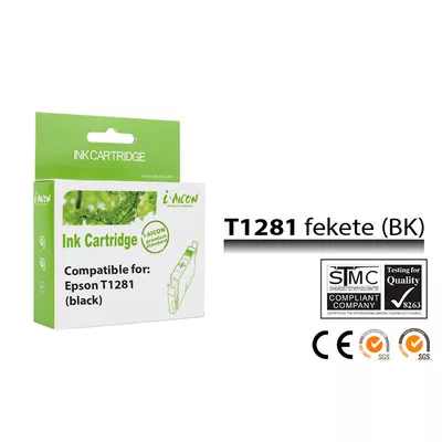 Epson -hoz, T1281 Bk utángyártott TINTAPATRON / INK CARTRIDGE (fekete) (≈300oldal)