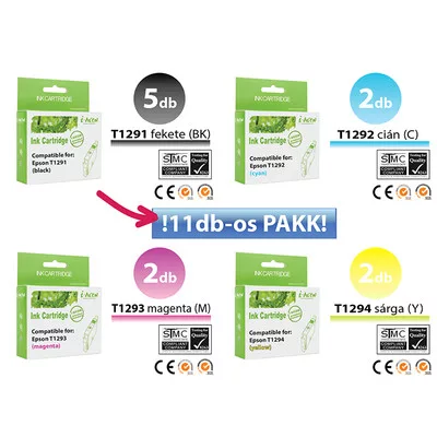 Epson -hoz 11db-os◄ T129x utángyártott TINTAPATRON / INK CARTRIDGE irodaPAKK (11x~420 oldal)