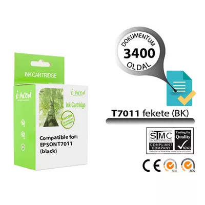 Epson -hoz, T7011 XXL fekete utángyártott TINTAPATRON / INK CARTRIDGE (~3400 oldalas)