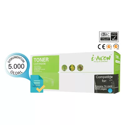Kyocerá -hoz TK-590 C cián UTÁNGYÁRTOTT tonerkazetta (~5000 oldalas)
