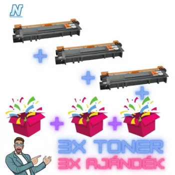   3+3DB-os PAKK Brother -höz, ►3DB TN-2320 fekete  UTÁNGYÁRTOTT tonerkazetta◄  +3 db ajándék (TN-2310) (~2x2600 oldal)